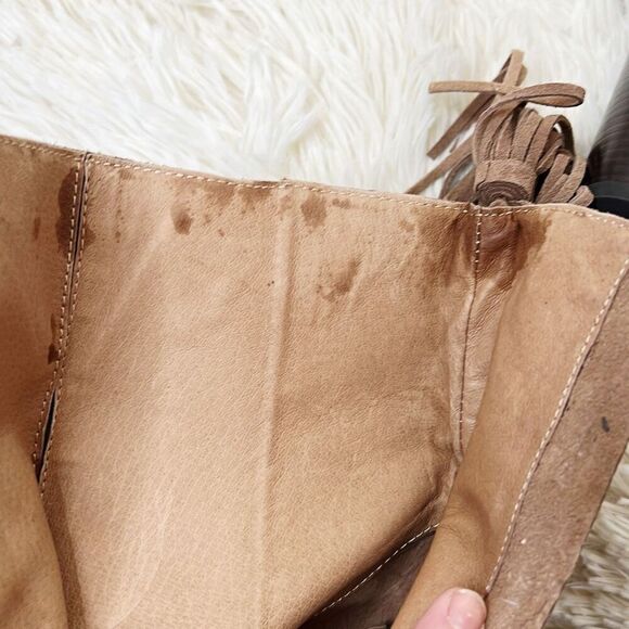 Jeffrey Campbell Suede Tassel Wedge Ankle Boot SZ 9.5 Brown - Picture 6 of 8